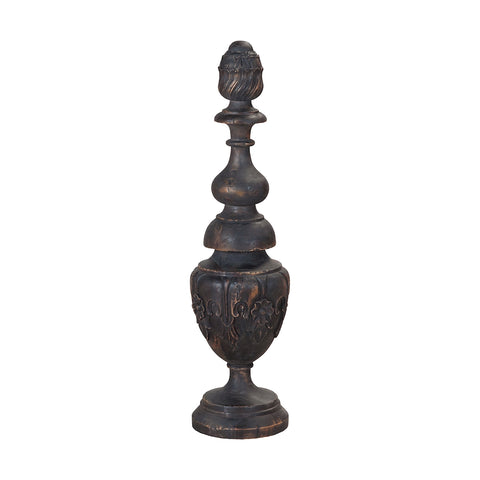 Carved Wood Finial In Ash Black Stain