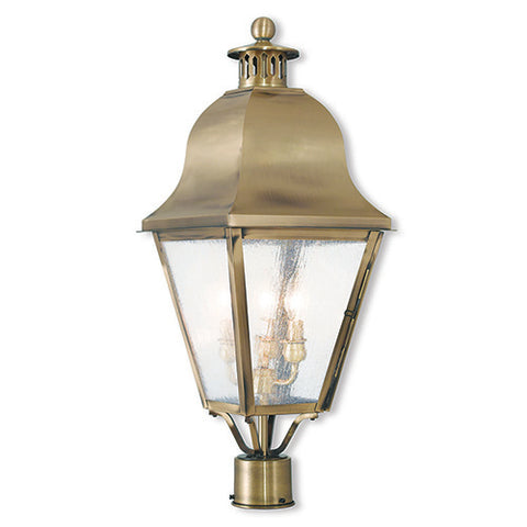 Livex Lighting Amwell 3 Light Antique Brass Post-Top Lanterm