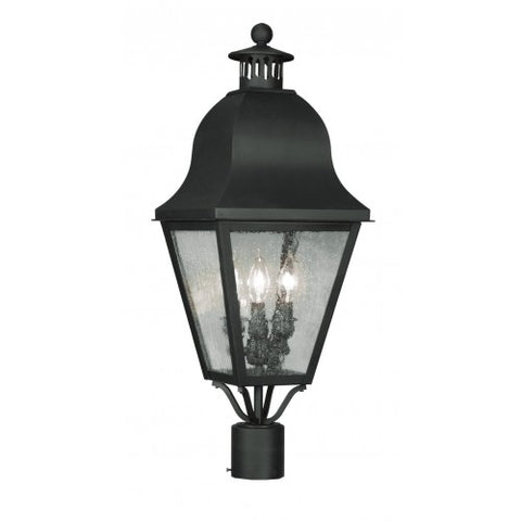 Livex Lighting Amwell 3 Light Black Outdoor Post Lantern