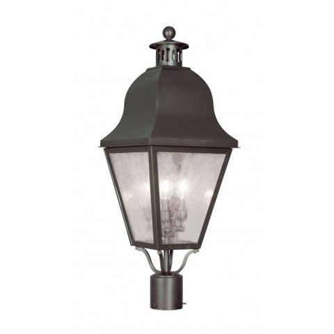 Livex Lighting Amwell 3 Light Bronze Outdoor Post Lantern