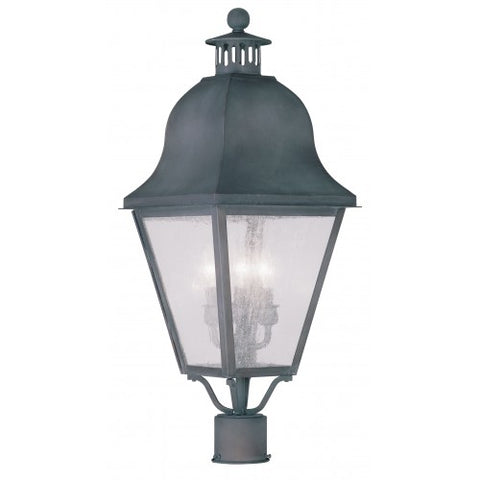 Livex Lighting Amwell 3 Light Charcoal Outdoor Post Lantern