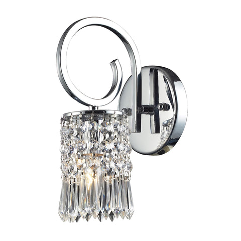 Optix 1 Light Wall Sconce In Polished Chrome And Clear Crystal