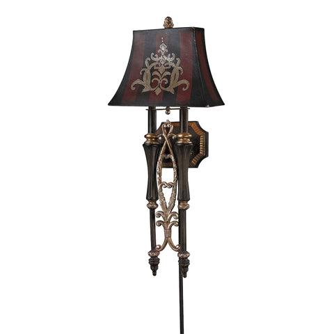 Torch Sconces 2 Light Double Torch Wall Sconce In Crackled Coffee