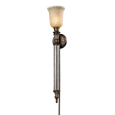 Torch Sconces 1 Light Mirrored Candlestick Wall Sconce In Antique Bronze