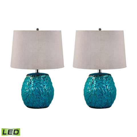 Aqua Leaf Terra Cotta LED Table Lamp