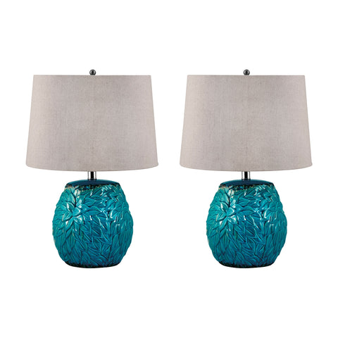 Aqua Leaf Terra Cotta Table Lamp