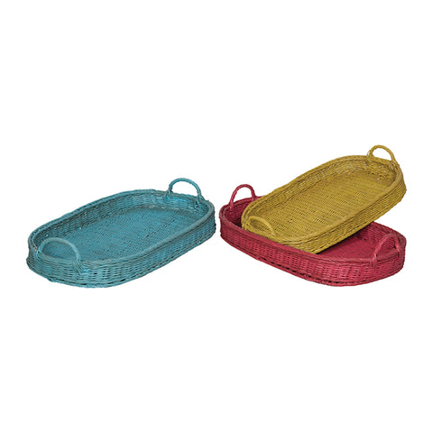 Oval Rattan Trays - Set of 3