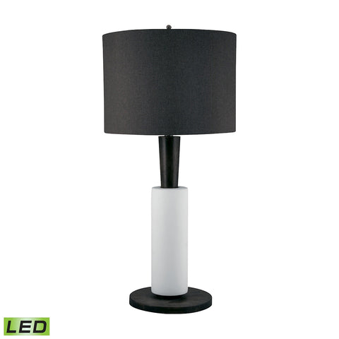 Modern Wood And White Bisque Ceramic LED Table Lamp