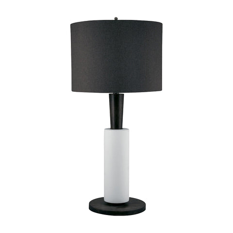 Modern Wood And White Bisque Ceramic Table Lamp