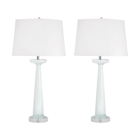 Luna Glass Table Lamps In White - Set of 2