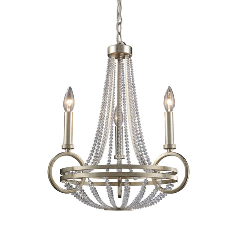New York 3 Light Chandelier In Renaissance Silver Leaf
