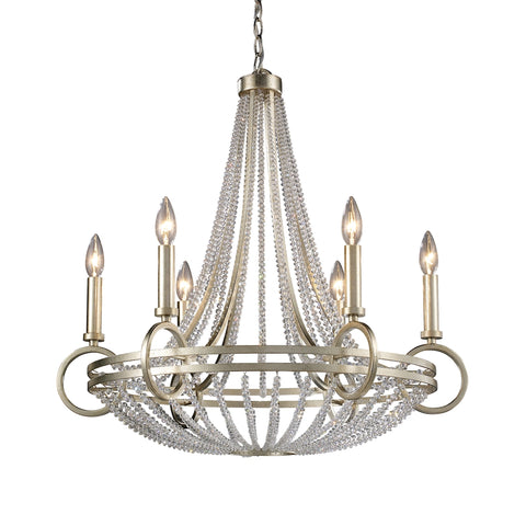 New York 6 Light Chandelier In Renaissance Silver Leaf