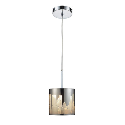 Skyline 1 Light Pendant In Polished Stainless Steel