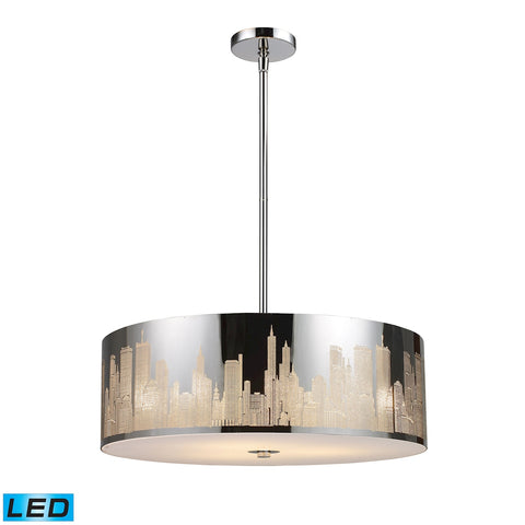 Skyline 5 Light LED Pendant In Polished Stainless Steel