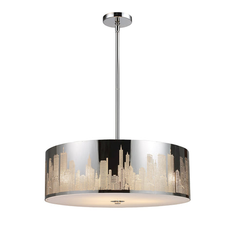 Skyline 5 Light Pendant In Polished Stainless Steel