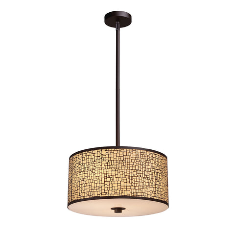 Medina 3 Light Pendant In Aged Bronze With Amber Diffuser