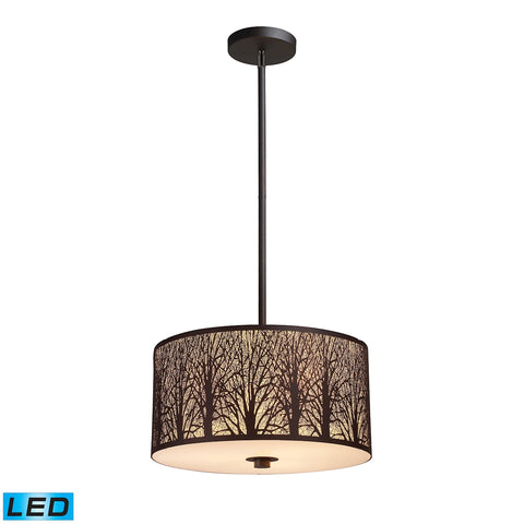 Woodland Sunrise 3 Light LED Pendant In Aged Bronze