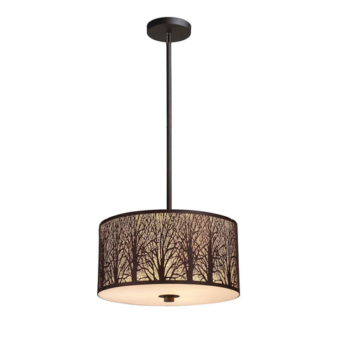 Woodland Sunrise 3 Light Pendant In Aged Bronze
