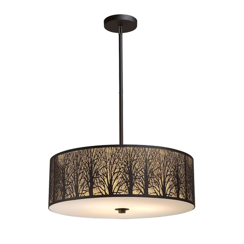 Woodland Sunrise 5 Light Pendant In Aged Bronze