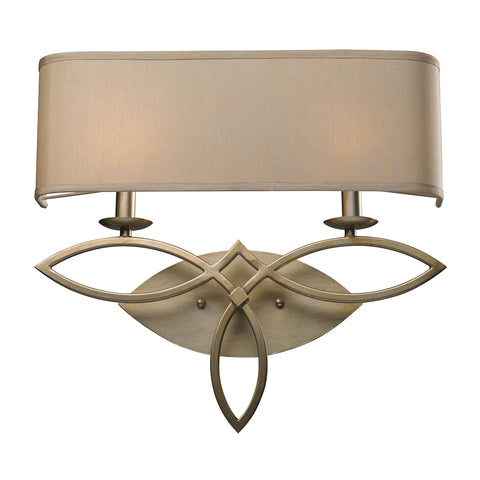 Estonia 2 Light Sconce In Aged Silver With Beige Shade