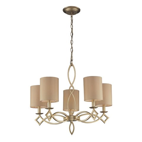 Estonia 5 Light Chandelier In Aged Silver With Shades