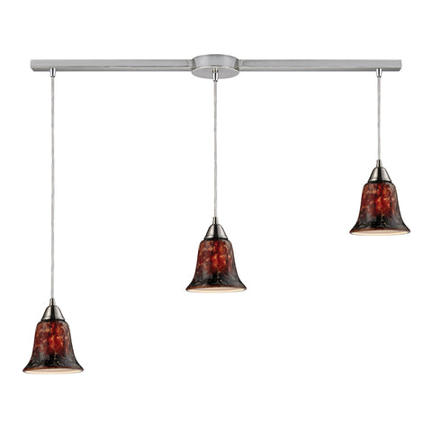 Confections 3 Light Pendant In Satin Nickel And Fudge Glass