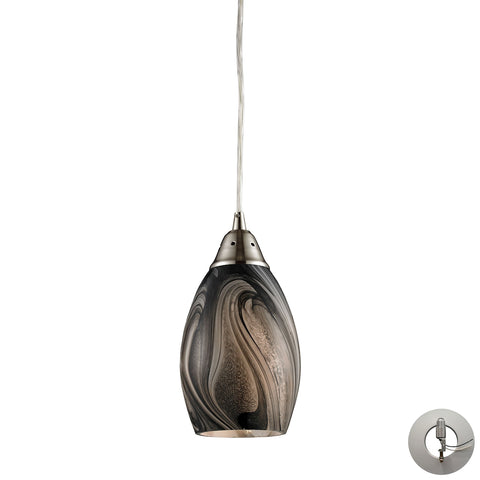 Formations 1 Light Pendant In Satin Nickel And Ashflow Glass - Includes Recessed Lighting Kit
