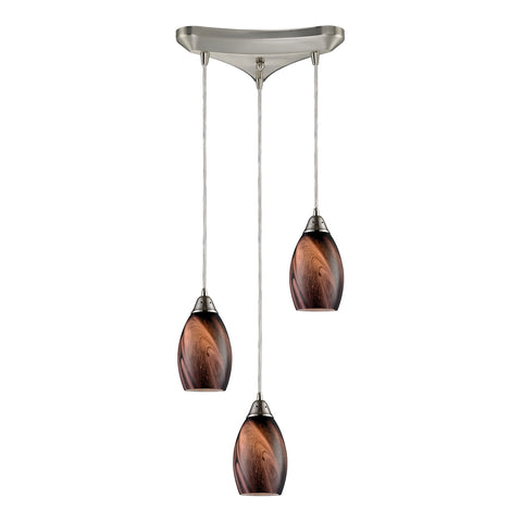 Formations 3 Light Pendant In Satin Nickel And Rockslide Glass