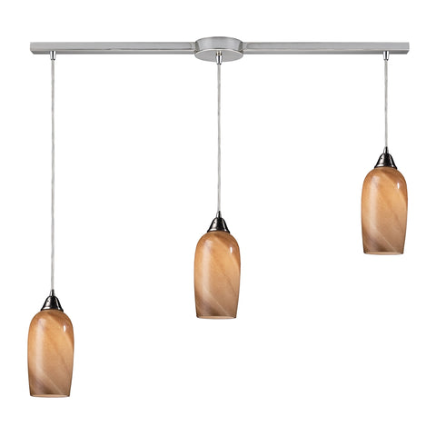 Sandstone 3 LED Light Pendant In Satin Nickel