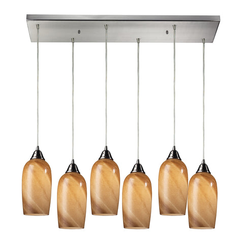Sandstone 6 Light Pendant In Satin Nickel
