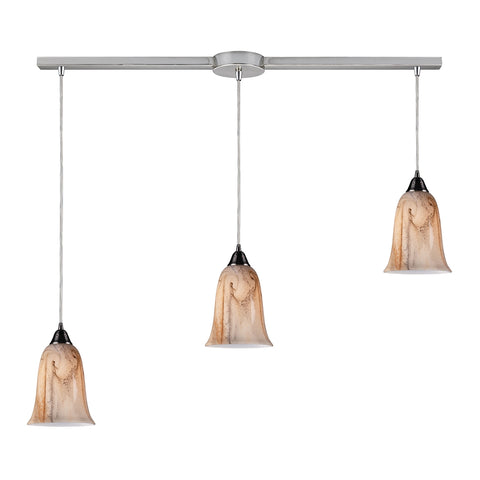 Granite 3 LED Light Pendant In Satin Nickel