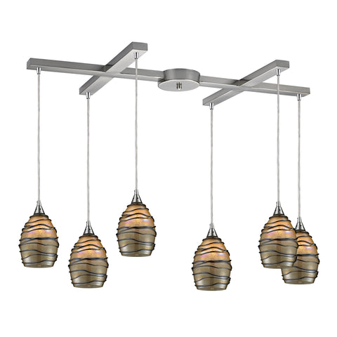 Vines 6 LED Light Pendant In Satin Nickel