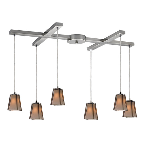 Cubico 6 Light Pendant In Satin Nickel