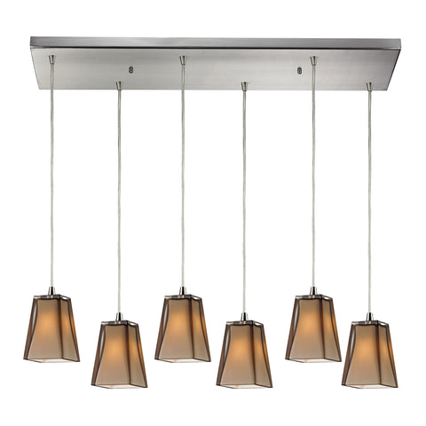 Cubico 6 Light Pendant In Satin Nickel