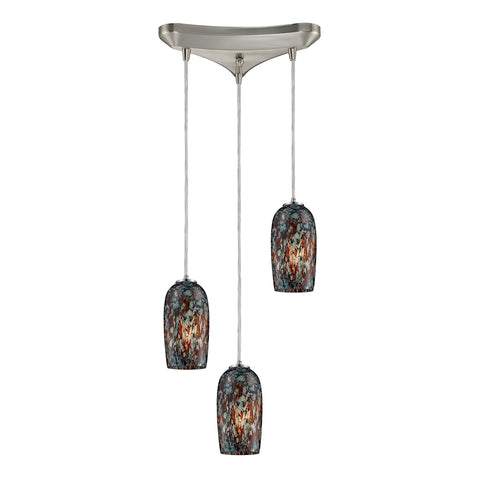 Collage 3 LED Light Pendant In Satin Nickel