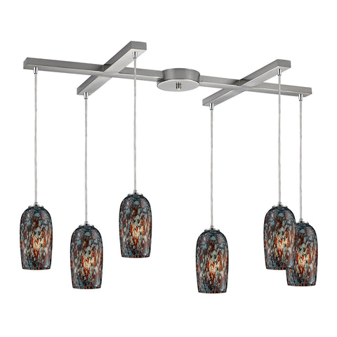 Collage 6 Light Pendant In Satin Nickel