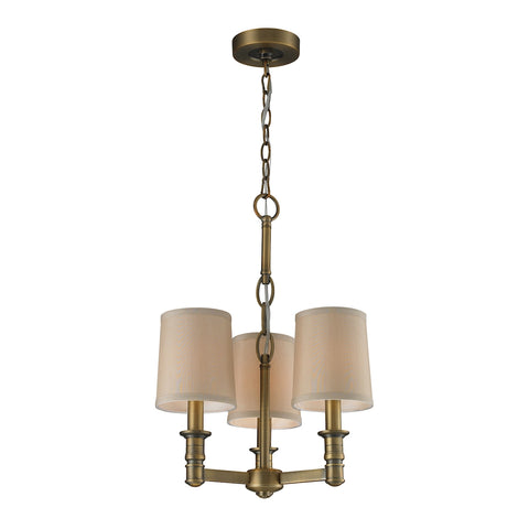 Baxter 3 Light Chandelier In Brushed Antique Brass