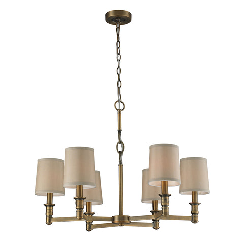 Baxter 6 Light Chandelier In Brushed Antique Brass