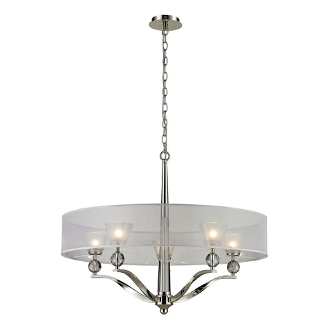 Corisande 5 Light Chandelier In Polished Nickel