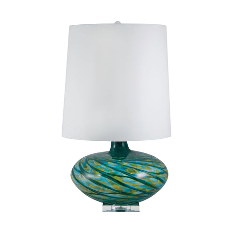 Big Bang Blown Glass Table Lamp In Blue Swirl