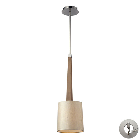 Jorgenson 1 Light Pendant In Polished Nickel And Taupe Wood - Includes Recessed Lighting Kit