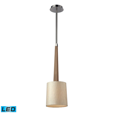 Jorgenson 1 Light LED Pendant In Polished Nickel And Taupe Wood