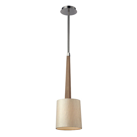 Jorgenson 1 Light Pendant In Polished Nickel And Taupe Wood