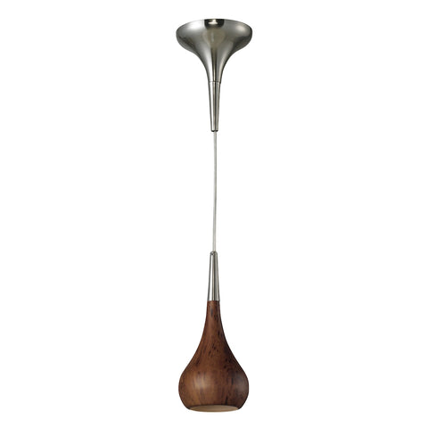 Lindsey 1 Light Pendant In Burl Wood And Satin Nickel