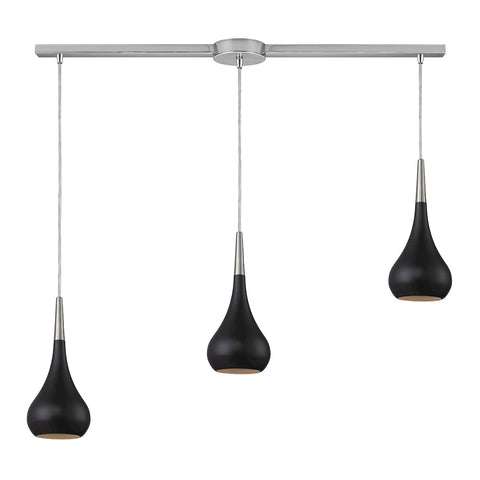Lindsey 3 Light Pendant In Oiled Bronze And Satin Nickel