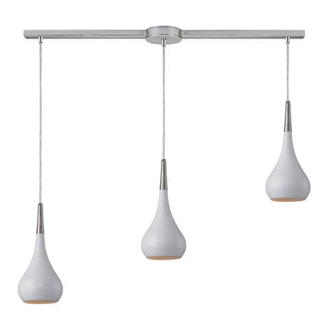 Lindsey 3 Light Pendant In White And Satin Nickel