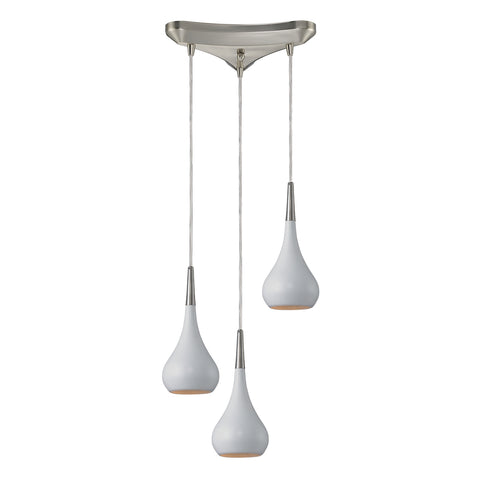 Lindsey 3 Light Pendant In White And Satin Nickel