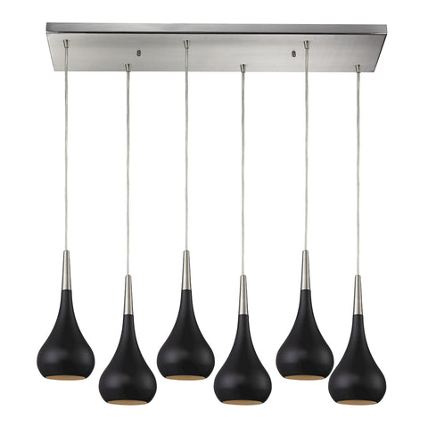 Lindsey 6 Light Pendant In Oiled Bronze And Satin Nickel