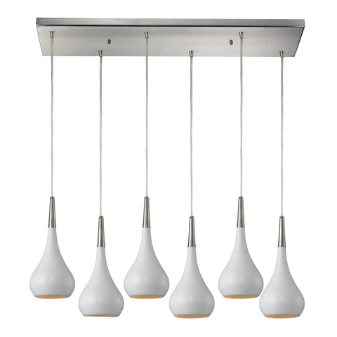 Lindsey 6 Light Pendant In White And Satin Nickel