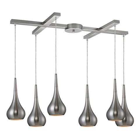 Lindsey 6 Light Pendant In Satin Nickel